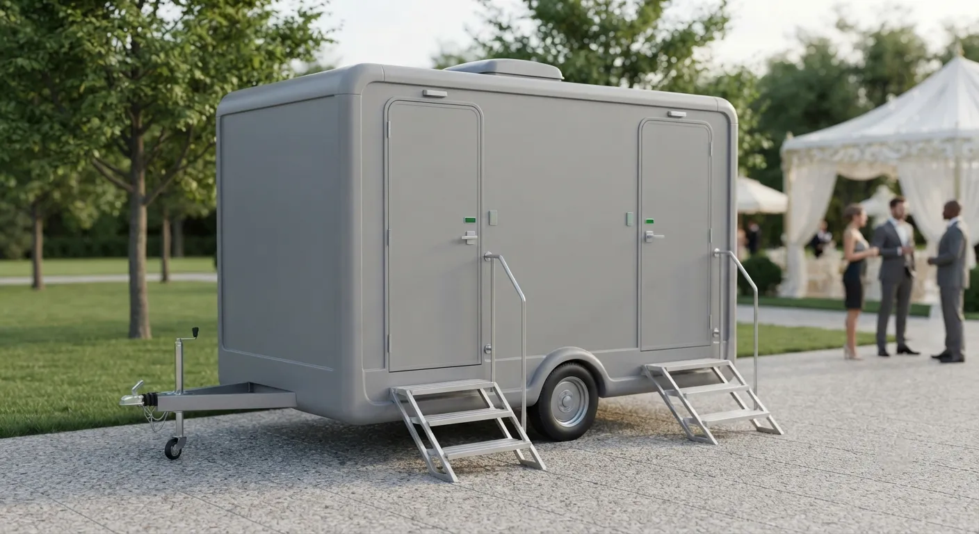 2 stall restroom trailer from our Merced fleet