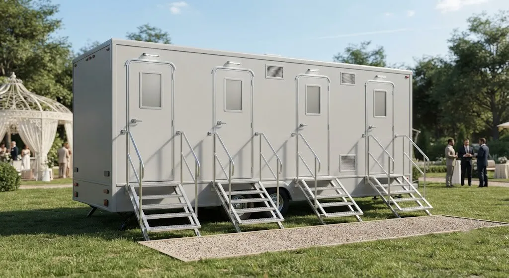 4 stall restroom trailer from our Merced fleet